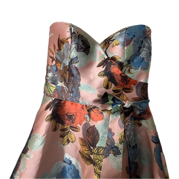 CHI CHI LONDON Strapless FLORAL Midi DRESS PINK US 4 (S/M) + Straps - Picture 4 of 9